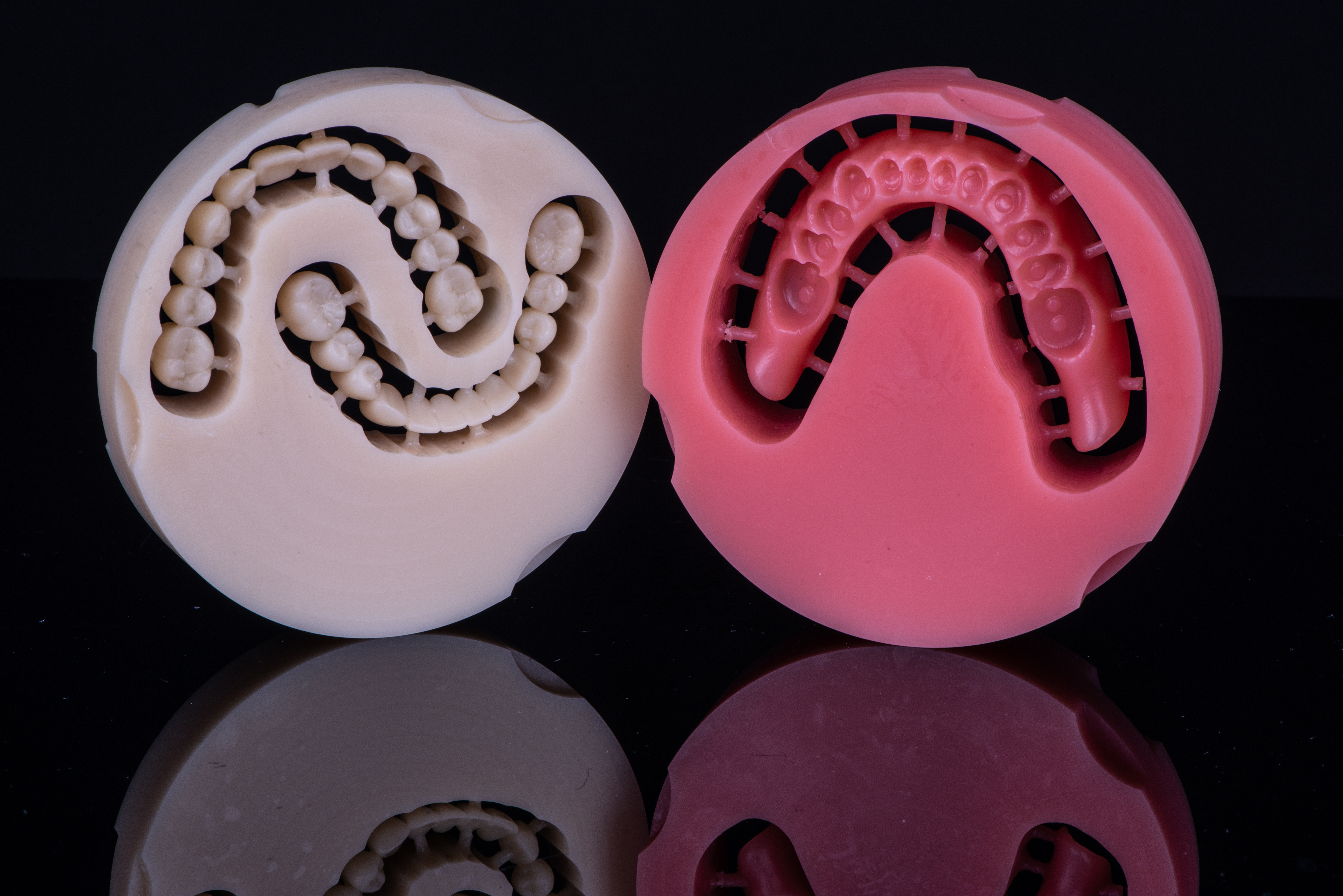 Fig. 8. Arcate dentarie dei provvisori e base inferiore fresate