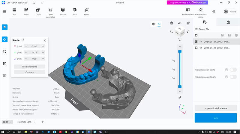 Progettazione, stampa e validazione del modello stampato