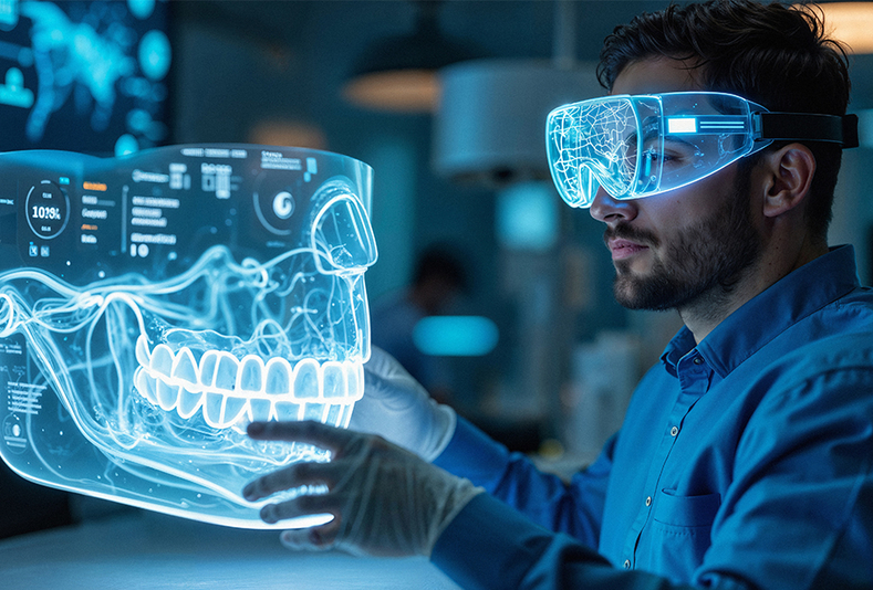 Studente con lettore vr